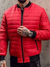 economico Piumini e parka da uomo-Per uomo Cappotto Invernale Giacca imbottita Tasca Poliestere Vacanza Abbigliamento quotidiano Data Regolare Moda Casual Confortevole Calore Termico Autunno &amp; Inverno Colore Solido / Tinta Unita Nero