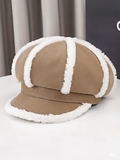 cheap Women's Hats-Women's Thickened Polyester Plaid Hat with Bow Detail, Available in Multiple Colors – Perfect for Fall and Winter Fashion