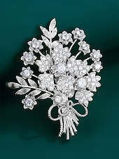 levne Svatba ACC-Dámská brož z imitace diamantů ze slitiny – elegantní květinový vzor ve zlaté a stříbrné barvě, ideální pro svatby a zvláštní příležitosti