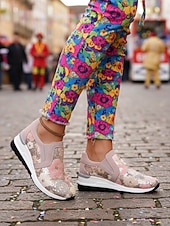 Недорогие Ботинки женские-Женские черные с блестками кроссовки на платформе для Марди Гра - сверкающая праздничная повседневная обувь для карнавальных парадов костюмированных вечеринок уличных празднований и веселых выходных