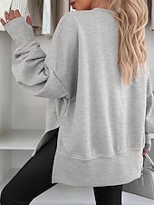 abordables Sweats à capuche-Femmes Sweatshirt Pull Patchwork Uni Occasionnel manche longue Col rond Hauts Réguliers Tenue Quotidienne Fête Sortir Bleu Noir Blanche Vert Grise Printemps Automne Hiver