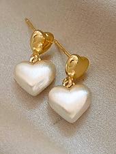 billige Valentinsdag-Dame Øredobber Dråpeøreringer Elfenben Imiterte perler Legering Elegant Mote Glitter Kjærlighetshjerte