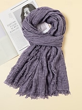 halpa Naisten huivit-Naisten puuvilla-pellavahuivi hapsutetuilla tupsuilla – boheemi tyyli, useita värejä, kevyt ja mukava arkeen ja vapaa-aikaan