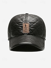 levne Pánské klobouky-Pánská baseballová čepice z umělé kůže se skládacími klapkami na uši, dostupná v několika barvách, ideální do chladného počasí a na běžné nošení