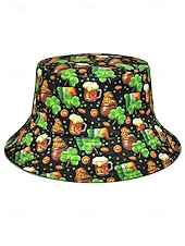 abordables Accesorios-Sombrero de pescador de poliéster para mujer, con trébol y duende del Día de San Patricio, varios patrones, perfecto para el Día de San Patricio y para uso diario.