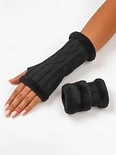 billige Damehansker-Strikkede fingerløse hansker til dame med fleecefôr for varme, tilgjengelig i flere farger, perfekt for vinter- og fritidsbruk