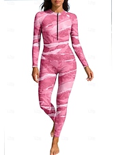 ieftine Rash guards One Piece-Pentru femei Bariere Iritatie Costume de baie pentru tot corpul Costum Scufundări din Piele Gradiant Fermoar Față Picior pe toată lungimea Spandex UPF50+ Uscare rapidă Înaltă Elasticitate Manșon Lung