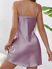 economico Tutine da donna-Per donna Camicia da Notte Casual Morbido Raso Colore Puro Senza schiena Vestiti Quotidiano Casa Da letto Senza Maniche Spalline Nero Champagne Rosa Rosso Viola Estate Vestibilità regolare