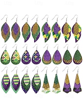 economico Accessori-WooHoo Orecchini di pelle da donna per Mardi Gras – Colorati luccicanti regolabili con design multi-stile – Perfetti per Carnevale e accessori per costumi da ballo mascherato