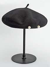 cheap Women's Hats-Women's Polyester Faux Wool Beret – Pearl Decoration, Multiple Colors, Elegant and Stylish for Fall and Winter Fashion