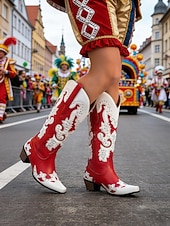 voordelige Damesschoenen-Dames Mardi Gras Rode Cowboylaarzen met Nieten - Festivalstijl Westernlaarzen Ideaal voor Carnaval Parades Kostuumfeesten Straat Festivals  Themed Vieringen
