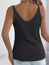 ieftine Culori Solide-Pentru femei Pulover Vestă pulover Șic Stradă Casual Culoare solidă Cablu În U Decupată Nasturi Tricotat Fără manșon Topuri obișnuite Tricotat Concediu Ieșire Sfârșit de săptămână Negru Alb Var