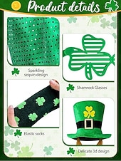 Недорогие Аксессуары-Мужской костюм лепрекона на День Святого Патрика – зеленая шляпа, жилет, борода, носки и аксессуары для праздничных торжеств.