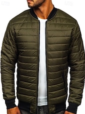 economico Piumini e parka da uomo-Per uomo Cappotto Invernale Giacca imbottita Tasca Poliestere Vacanza Abbigliamento quotidiano Data Regolare Moda Casual Confortevole Calore Termico Autunno &amp; Inverno Colore Solido / Tinta Unita Nero
