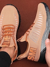 billiga Herrskor-Ljusgröna herrskor i andningsbart mesh, lätta, halkfria terrängsneakers, bekväma träningsskor för promenader, jogging, gym och St. Patrick's Day-kläder