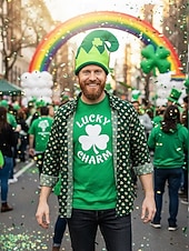  ユニセックスの聖パトリックの日のレプラコーン帽子、緑のシャムロックのエルフ風コスチューム帽子、柔らかいポリエステル素材、男性と女性のための楽しいアイルランドのフェスティバルパーティーのヘッドウェア