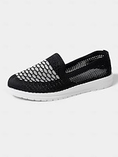 tanie Trampki damskie-Damskie, oddychające, szerokie, wsuwane buty trekkingowe Flyknit, lekkie, siateczkowe, wygodne buty do noszenia na co dzień, w podróży, na zakupy i na długie spacery