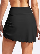 זול סט ביקיני 3 חלקים-בגד ים נשים ביקיני עם תחתית חצאית דחיסת בטן מותן גבוהה דק חופשת חוף צבעים מוצקים בלי שרוולים