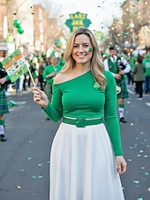 baratos Dia de São Patricio-Cinto feminino em couro sintético, diversas cores, ajuste regulável, perfeito para o Dia de São Patrício e para o dia a dia, acessório estiloso e versátil.