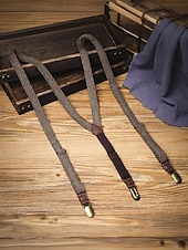 お買い得  アクセサリー-男性用ポリエステルサスペンダー、ヘリンボーンデザイン、ヴィンテージスタイル、ケルンカーニバルとコスチュームに最適