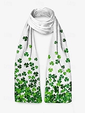  Bufanda de poliéster con tacto aterciopelado para mujer, ideal para el Día de San Patricio. Múltiples diseños. Ideal para celebraciones del Día de San Patricio.