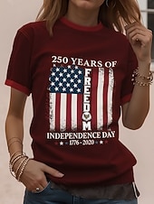  Independensdagen Amerikansk Jubilé Patriotisk Dam T Shirt Grafisk Djur Vintage Stilig Klassisk Kortärmad Rundhals Rundhals Daglig Helgtryck Röd Sommar Vår Höst
