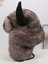 preiswerte Zubehör-Männliche warme Kunstpelzhorn Mardi Gras Hut | Multi-Farben Tier/Dämon Stil Bomber-Cap | Perfekt für Karneval Maskerade  Kostümpartys