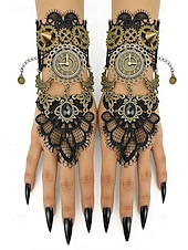 preiswerte Zubehör-Damenschuhe Mardi Gras Steampunk viktorianische Spitzen-Handschuhe ohne Finger - Legierungs-Uhren- und Zahnräder-Zubehör für Karneval  Halloween-Kostüm
