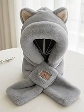 Недорогие Аксессуары-Женский шарф с капюшоном из искусственного меха – 2-в-1 шапка и шарф для ушей в нескольких цветах для карнавала зимнего косплея и костюмированных вечеринок