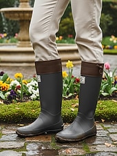 cheap Fashion Boots-Women's Foldable Green Rain Boots - Waterproof, Adjustable Cuff Garden Boots with Non-Slip Sole | Practical Casual Style for Gardening, Yard Work, Outdoor Errands &amp; Rainy-Day Walks