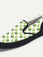  Zapatos verdes sin cordones para hombre, ideales para el Día de San Patricio. Estampado de trébol de la suerte. Cómodos y elegantes, ideales para celebraciones del Día de San Patricio, ropa informal y eventos festivos.