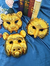 economico Accessori-Maschera per carnevale in plastica metallica multi-stile per uomo – Costumi da leone volpe e tigre in oro per carnevale e balli in maschera
