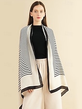 economico Sciarpe da donna-sciarpa a righe in cotone e lino da donna: materiale morbido e leggero, disponibile in più colori, perfetta per outfit casual e invernali