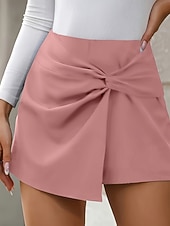 economico Gonne casual-Per donna Moda Casual Mini Vita media Gonne Semplice Arricciato Inelastico Streetwear Uscire Nero Rosa Estate