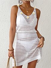 Χαμηλού Κόστους Φορέματα παραλίας-Γυναικεία Μαγιό Που καλύπτει Μαγιό-φόρεμα Μαγιό Με κοψίματα Διακοπές Ρούχα παραλίας Φλοράλ Λαιμόκοψη V Αμάνικο Μαγιό