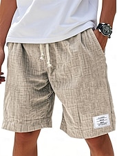 Недорогие Классический-Муж. Шорты Летние шорты Пляжные шорты Повседневные шорты Кулиска Эластичная талия Сплошной цвет Комфорт Длина колена Повседневные на открытом воздухе Уличная одежда Мода Ретро Синий Белый