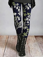 preiswerte -Damen Leggings Gemütliche Leggings Urlaub Vintage Lässig Volle Länge Hohe Taille Blumen Grafik Drucken Komfort Bequem Dehnbar Lässig Täglich Urlaub Schwarz Frühling Herbst Schmale Passform