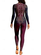 Χαμηλού Κόστους Rash Guards One Pieces-Γυναικεία Κανονικό Προστατευτικά Μαγιό ολόκληρου σώματος Εφαρμοστή στολή κατάδυσης Folk Μποστινό Φερμουάρ UPF50+ Προστασία UV Γρήγορο Στέγνωμα Μακρυμάνικο Μαγιό Σέρφινγκ Κανό Καταδύσεις Καλοκαίρι