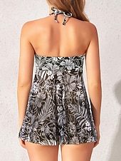 Χαμηλού Κόστους Τανκίνι-Γυναικείο Tankini 2 Τεμαχίων Μαγιώ Underwire Colorblock Cheeky Έλεγχος Κοιλιάς Ψηλόμεσο Slim Ανοικτή Πλάτη Διακοπές Παραλία Φόρεμα Λουλούδια Ριγέ Strapless Αμάνικο Μαγιώ