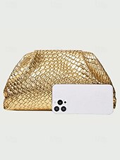 economico Matrimonio ACC-pochette da donna in similpelle con motivo intrecciato in rilievo, vari colori, design elegante per matrimoni ed eventi serali