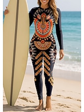 preiswerte One Pieces Rash Guards-Damen Standard Anti UV Shirt Ganzkörper-Bademode Diveskin-Anzug Folk Frontreißverschluss UPF50+ Schnelltrocknend Hohe Elastizität Langarm Bademode Surfen Kanufahren Tauchen Sommer