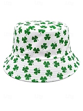abordables Accesorios-Sombrero de pescador de poliéster para mujer, con trébol y duende del Día de San Patricio, varios patrones, perfecto para el Día de San Patricio y para uso diario.