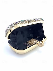 cheap Wedding Accessories-Women's Polyester Clutch Bag with Gemstone Embellishments, Chain Shoulder Strap, Large Capacity, Multiple Colors – Perfect for Weddings and Evening Parties