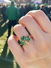  Női Szent Patrik-napi lóhere alakú gyűrű, réz anyagból, elegáns, szerencsét hozó ír stílusú ékszer hölgyeknek, tökéletes ünnepi viseletre, felvonulásokra, partikra és ünnepi alkalmakra