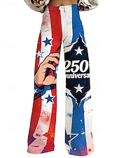  250° anniversario USA Retrò Vintage Anni '70 Pantaloni Pantaloni a gamba larga Hippie Disco Vita alta Costume Per donna Mascherata 4 Luglio Feste Giorno dell'Indipendenza Adulti Pantaloni