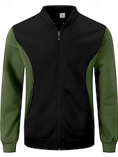 Недорогие Повседневные куртки-Муж. Легкая куртка Повседневная куртка Повседневные на открытом воздухе Карман Весна Осень Контрастных цветов Уличный стиль Стиль Воротник-стойка Обычная