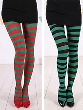 Недорогие Аксессуары-Комплект женских полосатых колготок для карнавальной вечеринки (2 пары), эластичные, выше колена, синие. &amp;Зеленые горизонтальные полоски, забавные карнавальные носки для взрослых, для фестивалей,