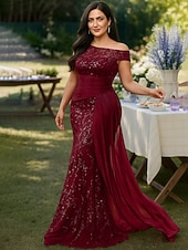 preiswerte Bodenlänge-Schlauchkleid Bodenlang Abschlussballkleid Perlenbestickt Partykleid Brautmutterkleid Kurzarm Rundhalsausschnitt Elegant Vintage luxuriös Formeller Abend Hochzeitsfeier mit Perlenstickerei