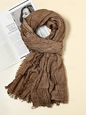 halpa Naisten huivit-Naisten puuvilla-pellavahuivi hapsutetuilla tupsuilla – boheemi tyyli, useita värejä, kevyt ja mukava arkeen ja vapaa-aikaan