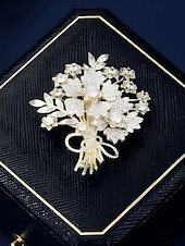 levne Svatba ACC-Dámská brož z imitace diamantů ze slitiny – elegantní květinový vzor ve zlaté a stříbrné barvě, ideální pro svatby a zvláštní příležitosti